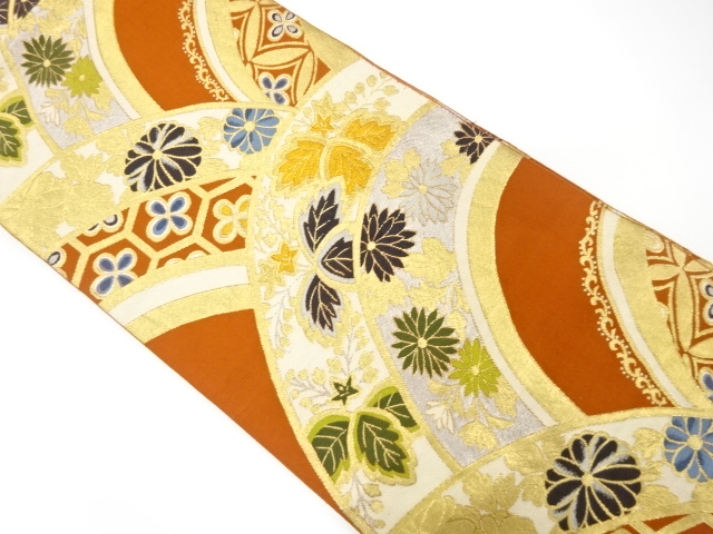 JAPANESE KIMONO / ANTIQUE FUKURO OBI / SILK / WOVEN MOUNTAINS